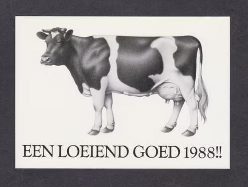 Friese Koe Zwart Wit Een Loeiend Goed 1988., Verzamelen, Ansichtkaarten | Dieren, Ongelopen, 1980 tot heden, Overige soorten, Ophalen of Verzenden