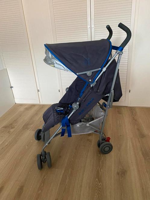 Maclaren quest buggy blauw/ grijs incl regenhoes, Kinderen en Baby's, Buggy's, Maclaren, Regenhoes, Ophalen