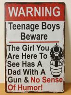 Warning teenage boys beware reclamebord van metaal wandbord