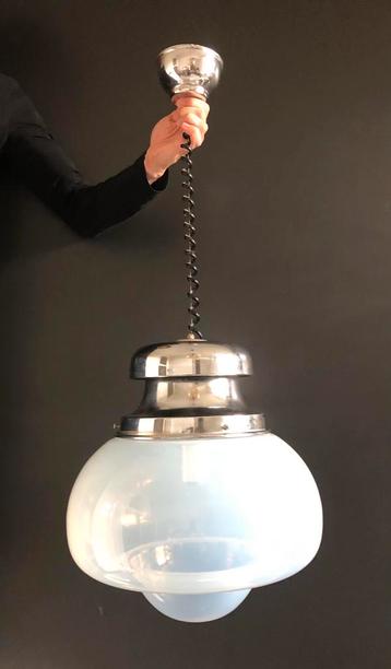 Vintage design 70s pendel lamp opaque melkglas