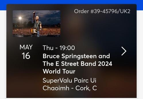 Concert Bruce Springsteen Cork, Ierland, Tickets en Kaartjes, Concerten | Rock en Metal, Eén persoon, Mei, Rock of Poprock