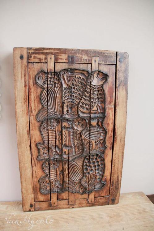 Antieke grote houten koekplank, Antiek en Kunst, Curiosa en Brocante, Ophalen of Verzenden