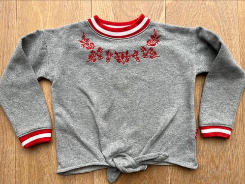 Grijze sweater met rood borduursel Claesens mt 104/110 Zgan, Kinderen en Baby's, Kinderkleding | Maat 104, Zo goed als nieuw, Meisje