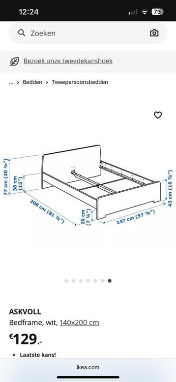 Askvoll bedframe IKEA 140x200 cm - afbeelding 3 Askvoll bedframe IKEA 140x200 cm - afbeelding 3