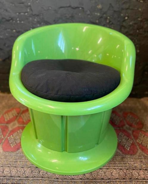 Vintage Ikea stoel Popptorp groen kunststof space age, Huis en Inrichting, Stoelen, Gebruikt, Eén, Overige kleuren, Ophalen