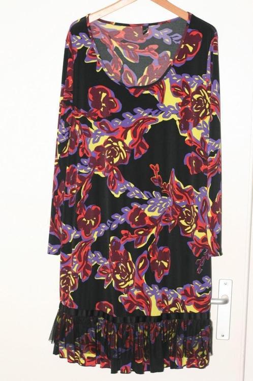 W 14 Kleurige travel jurk voile strook Yoek L 46/48, Kleding | Dames, Jurken, Zo goed als nieuw, Maat 46/48 (XL) of groter, Zwart