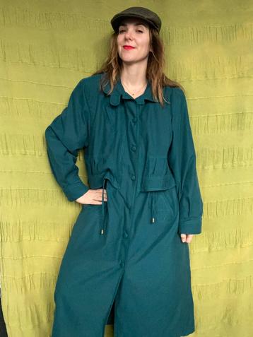 Vintage Lange jas/trenchcoat/parka-groen-42/XL