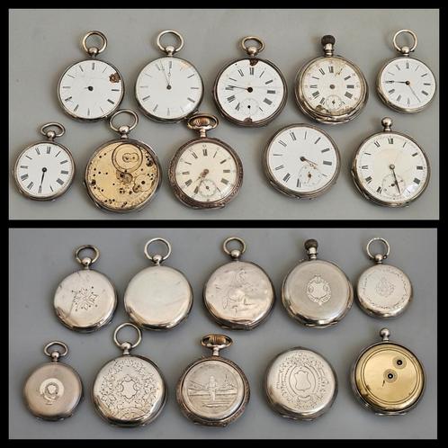Antiek zakhorloge, verzameling van 10 stuks, onderdelen, Sieraden, Tassen en Uiterlijk, Horloges | Antiek, Zakhorloge, Overige merken