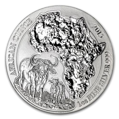 2015 Rwanda 1 oz Silver African Buffalo BU (folie), Postzegels en Munten, Edelmetalen en Baren, Zilver, Ophalen of Verzenden