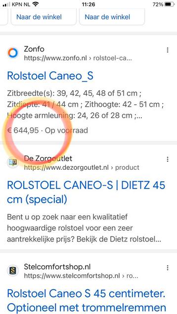 Rolstoel Dietz Caneo Showroommodel nieuwprijs €644