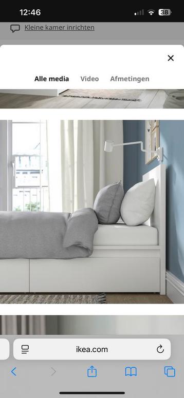 1-persoonsbed IKEA wit (MALM) + lattenboden + 2 lades - afbeelding 1 1-persoonsbed IKEA wit (MALM) + lattenboden + 2 lades - afbeelding 1