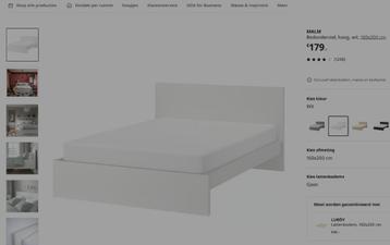 bed 2 persoons MALM van ikea, incl lattenbodems - afbeelding 1 bed 2 persoons MALM van ikea, incl lattenbodems - afbeelding 1