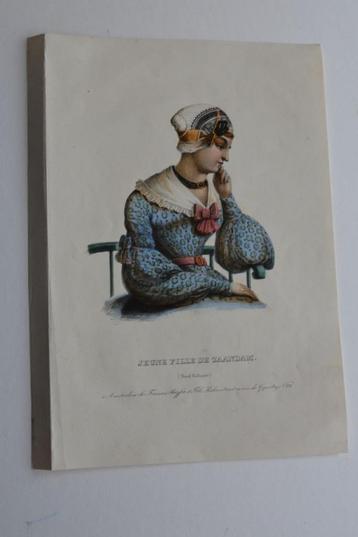 Zaanse klederdracht Litho Jonge Dame 1825 Frans Buffa GV7