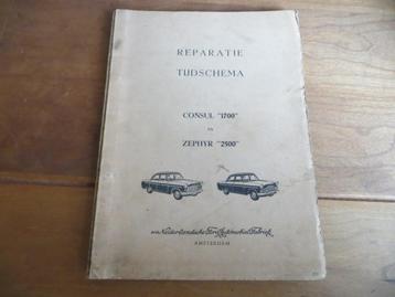 Ford Consul 1700 en Ford Zephir 2500 reparatietijden boek