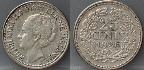 Mooi zilveren kwartje 1926 - 25 cent 1926 Wilhelmina, Postzegels en Munten, Munten | Nederland, Losse munt, 25 cent, Koningin Wilhelmina