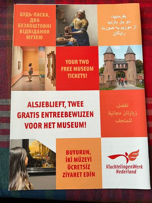 Twee entreebewijzen voor het museum., Tickets en Kaartjes, Musea, Twee personen, Ticket of Toegangskaart