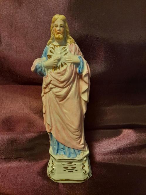 Antiek porseleinen jezus beeldje ca 18 cm, Antiek en Kunst, Antiek | Religie, Ophalen of Verzenden