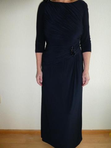 Adrianna Papell gala jurk maat 42 donkerblauw sierstenen