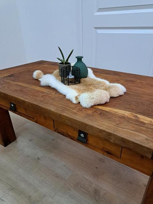 Mooi Massief TEAKHOUTEN Salontafel 120 x 60 houten robuust, Huis en Inrichting, Tafels | Salontafels, Zo goed als nieuw, 50 tot 75 cm