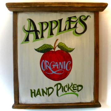 Uniek handgeschilderd reclame bord / appel / appels
