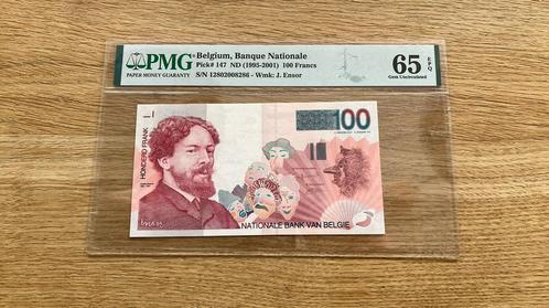100 francs  - James Ensor - UNC/ PMG65, Postzegels en Munten, Bankbiljetten | België, Los biljet, Ophalen of Verzenden