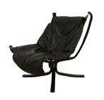 Zwart leren Falcon Chair - Sigurd Ressel - Vatne - fauteuil