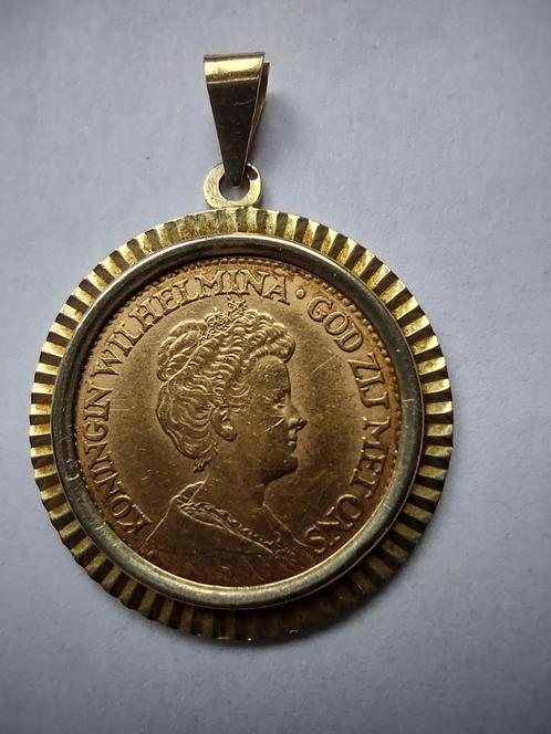Gouden tientje in de vorm van een kettinghanger, Postzegels en Munten, Munten | Nederland, 10 gulden, Koningin Wilhelmina, Goud