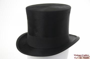 Antieke hoge hoed Tonend London zwart met doos 55,5 - 56