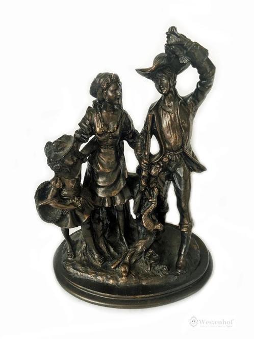 Franse familie beeld / jager antiek brons, Antiek en Kunst, Kunst | Beelden en Houtsnijwerken, Verzenden