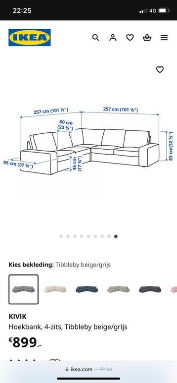 4-zits hoekbank grijs IKEA kivik - afbeelding 4 4-zits hoekbank grijs IKEA kivik - afbeelding 4