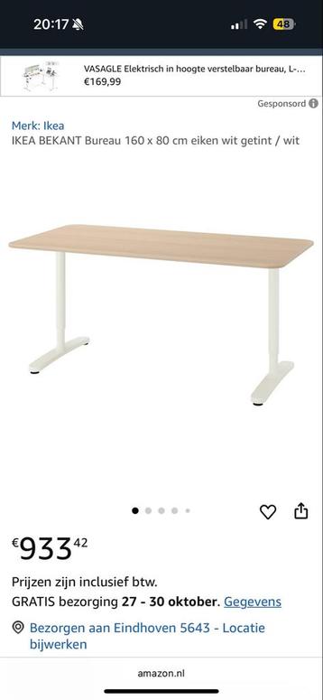 IKEA BEKANT bureau – eikenfineer/wit – 160x80 cm - afbeelding 2 IKEA BEKANT bureau – eikenfineer/wit – 160x80 cm - afbeelding 2
