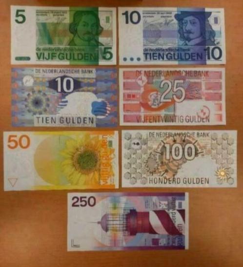 Nederland 5 t/m 250 Gulden AUNC Set, Postzegels en Munten, Bankbiljetten | Nederland, Setje, 250 gulden, Ophalen of Verzenden