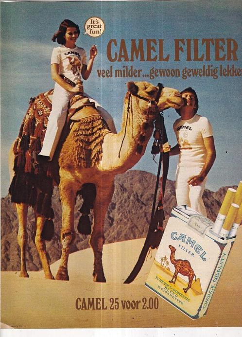 Retro reclame 1974 Camel sigaretten pakje voor 2 gulden, Verzamelen, Retro, Ophalen of Verzenden