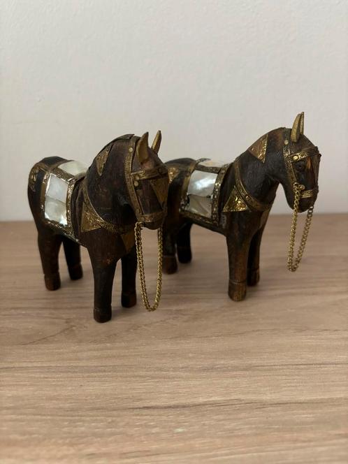 Houten paarden - decoratie beeldjes, Antiek en Kunst, Kunst | Designobjecten, Ophalen