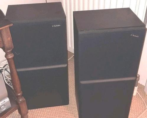 2 vintage zwarte Technics 3 weg speakers/boxen SB-X3, Audio, Tv en Foto, Luidsprekers, Gebruikt, Front, Rear of Stereo speakers
