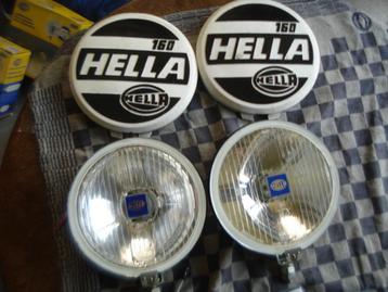 Oldtimer Hella 2 verstralers met covers type 160 en 16 cm 