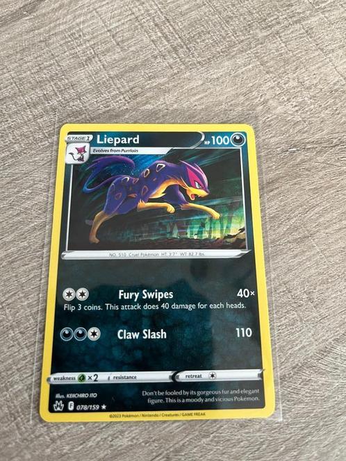 Liepard 078/159 Crown Zenith - Pokémon Kaart, Hobby en Vrije tijd, Verzamelkaartspellen | Pokémon, Nieuw, Losse kaart, Ophalen of Verzenden