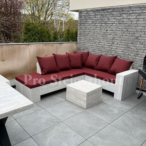 Steigerhout Loungebank Hoekbank Loungeset Tuinset ACTIEMAAND, Tuin en Terras, Tuinsets en Loungesets, Nieuw, Loungeset, Steigerhout