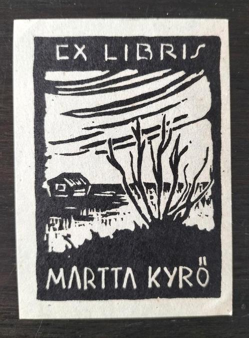 Exlibris Martta Kyrö (Pekka Törmä, Finland, 1944) (huis), Antiek en Kunst, Kunst | Etsen en Gravures, Ophalen of Verzenden