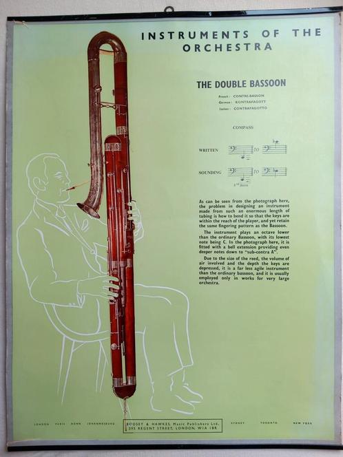 Double bassoon, instruments of the orchestra contrafagot, Muziek en Instrumenten, Blaasinstrumenten | Hobo's, Gebruikt, Ophalen of Verzenden