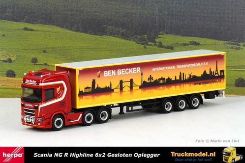 Herpa 314091 Ben Becker Scania Highline boxtrailer, Hobby en Vrije tijd, Modelauto's | 1:87, Nieuw, Bus of Vrachtwagen, Herpa