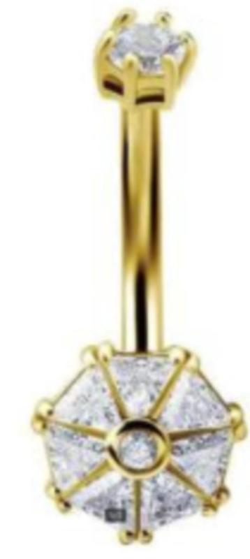 ~18K gouden navel piercing geelgoud navelpiercing luxe nieuw