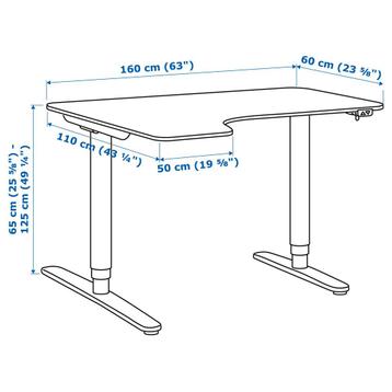 Ikea hoekbureau Bekant donkerblauw zwart - afbeelding 6 Ikea hoekbureau Bekant donkerblauw zwart - afbeelding 6