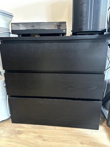 Zwarte MALM 3 ladekast (IKEA) - afbeelding 1 Zwarte MALM 3 ladekast (IKEA) - afbeelding 1
