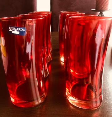 Set longdrinkglas leonardo 8 glazen longdrink hoog Rood