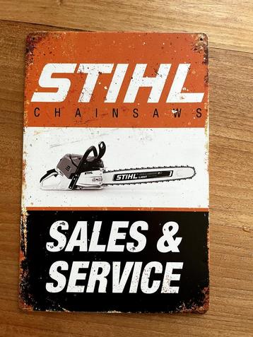 Stihl chainsaws sales & service metalen reclamebord (Old Loo