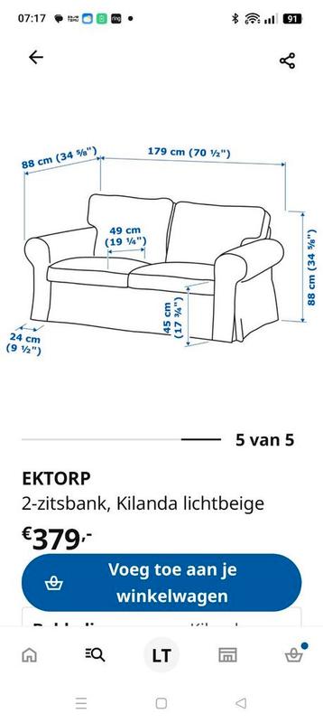 IKEA EKTORP tweezits bank lichtbeige - afbeelding 3 IKEA EKTORP tweezits bank lichtbeige - afbeelding 3