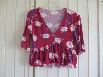Roze bloemen blouse topje bloemenprint Cotton club maat 38 M