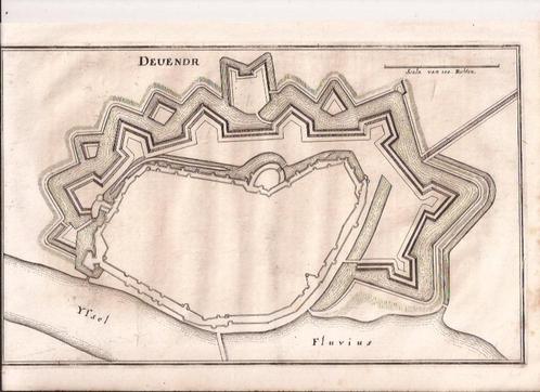 Deventer. Vestingkaart Plattegrond C. Merian ca. 1650, Antiek en Kunst, Kunst | Etsen en Gravures, Ophalen of Verzenden