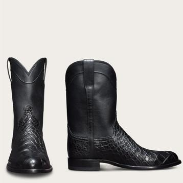 Zwarte heren krokodillen cowboy laarzen / mannen schoenen